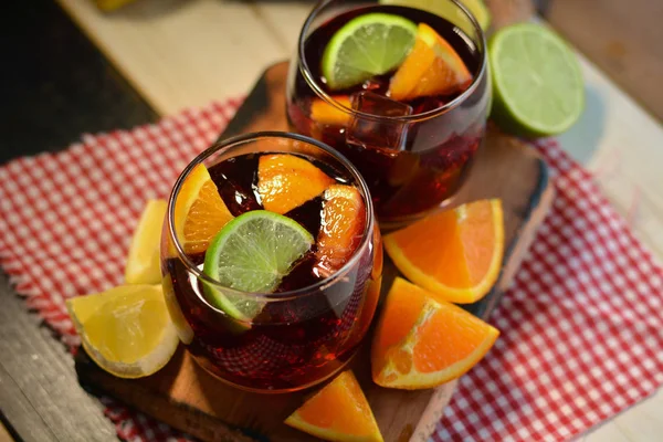 Glass of ice cold Sangria — Stock Photo, Image