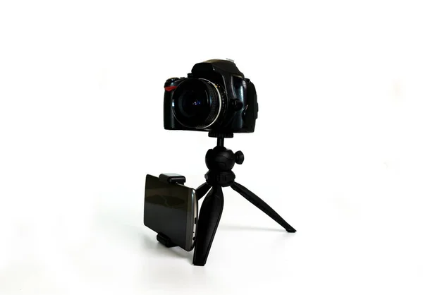 Fotoğrafçılar ve video için küçük tripod — Stok fotoğraf