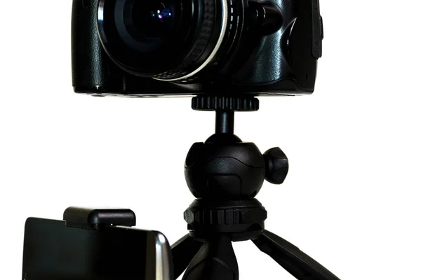 Pequeno tripé para fotógrafos e vídeo — Fotografia de Stock