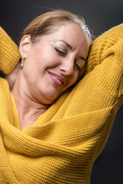 Portrait of 40-year-old woman with different emotions — Stock Photo, Image