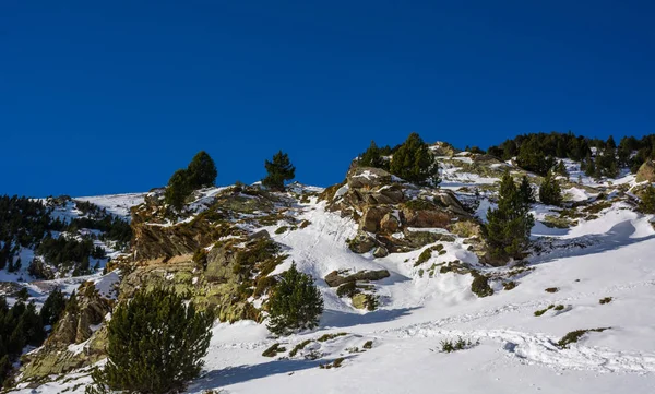 Пейзаж со снегом и реками в Пиренеях — стоковое фото