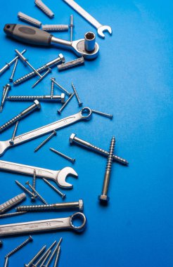Beyaz arkaplanda farklı türde vida ve tıkaçlar