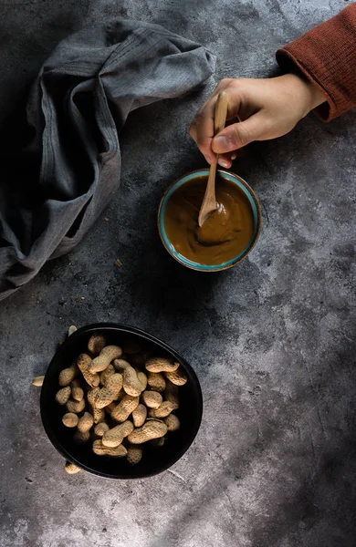 Photograph of homemade peanut butter — Stock Photo, Image