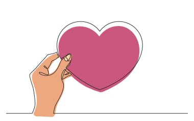 continuous line drawing hand showing love sign , vector illustration