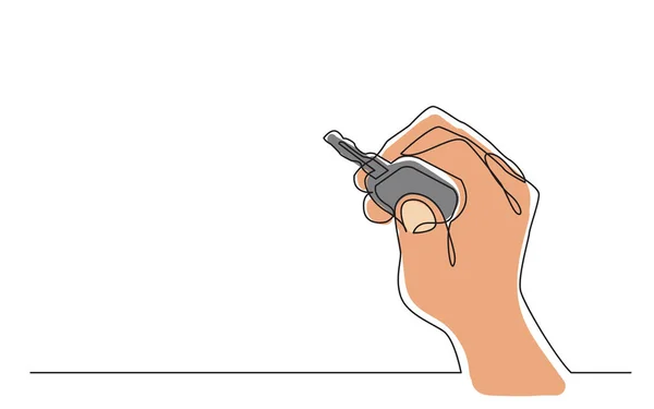 Continuous Line Drawing Hand Holding Car Key Vector Illustration — ストックベクタ