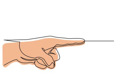 continuous line drawing hand pointing with index finger, vector illustration