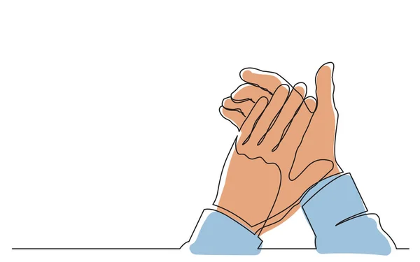 Continue Lijn Tekening Handen Applaudisseren Vector Illustratie — Stockvector