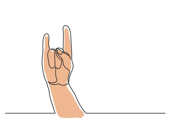 Kontinuierliche Linienzeichnung Hand Mit Zeichen Von Hörnern Vektorillustration — Stockvektor