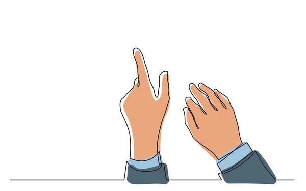 Linha Contínua Desenho Mãos Apontando Dedo Gesto Ilustração Vetorial — Vetor de Stock