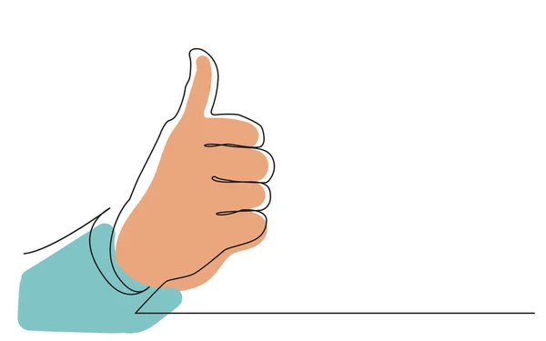 Συνεχής Γραμμή Σύνταξη Αντίχειρας Χειρονομία Χέρι Διανυσματική Απεικόνιση — Διανυσματικό Αρχείο