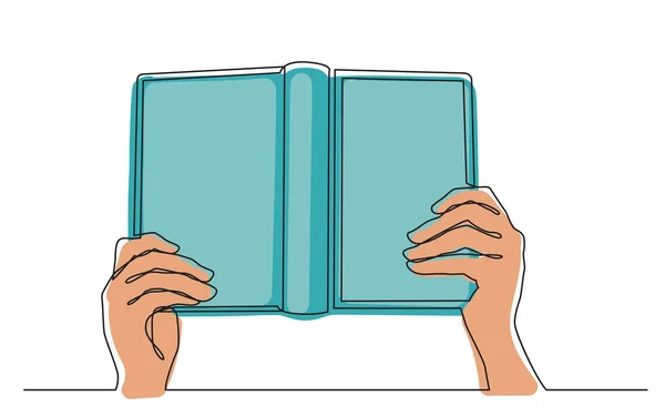 Garis Kontinu Menggambar Buku Pegangan Dua Tangan Ilustrasi Vektor Stok Vektor