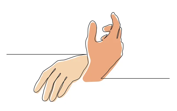 Garis Kontinu Menggambar Dua Tangan Menyentuh Satu Sama Lain Vektor Grafik Vektor