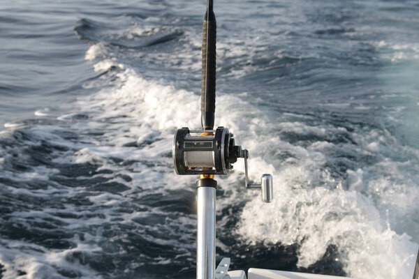 Fishing rods prepared for tuna fishing.