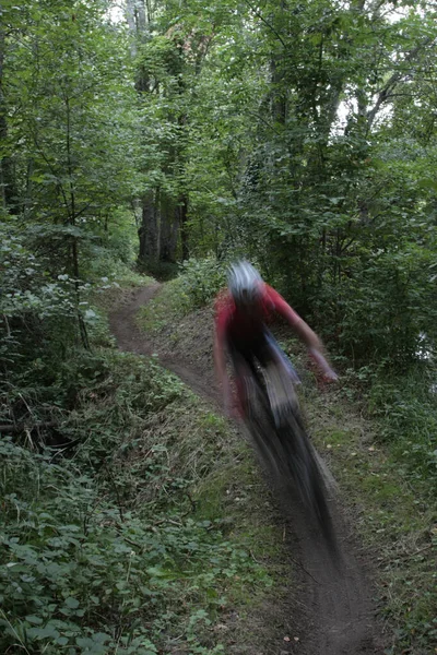 Hız Sürücüleriyle Dağ Bisikleti Yarışı — Stok fotoğraf