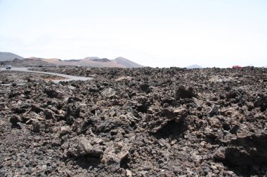 Lanzarote adasındaki volkanik manzara.