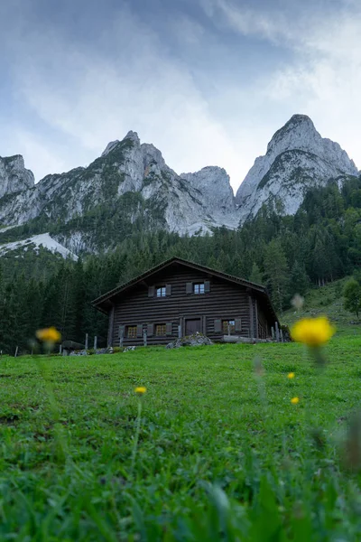 Gosau is een klein dorpje in de Oostenrijkse Alpen, dat omgeven wordt door een erg mooi landschap vol meren en bergen rondom. Het is een geweldige bestemming voor zomervakantie in Europa — Stockfoto