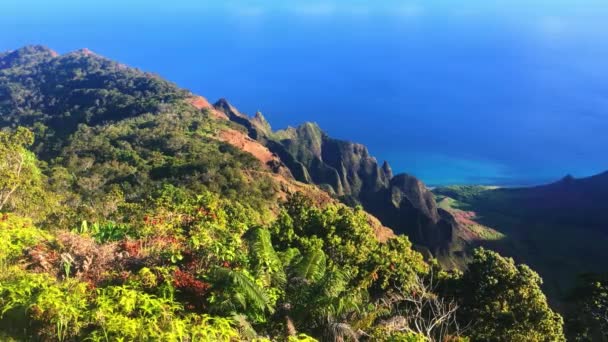 Pali Coast State Wilderness Park Kauai Hawaii Pacific Ocean Hawaiian — Stockvideo
