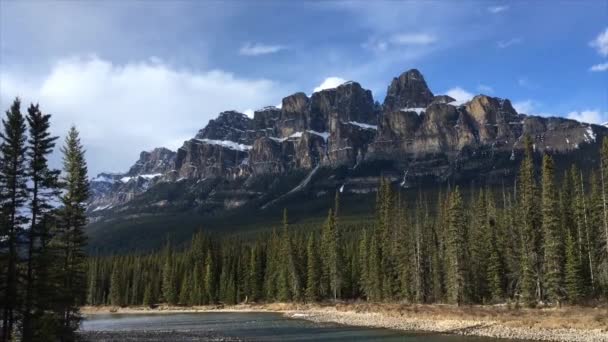 Castle Mountain One Most Popular Photographed Place Banff National Park — Stock Video