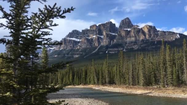 Castle Mountain One Most Popular Photographed Place Banff National Park — Stock Video
