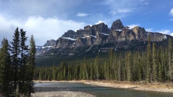 Castle Mountain Dos Lugares Mais Populares Fotografados Parque Nacional Banff — Vídeo de Stock