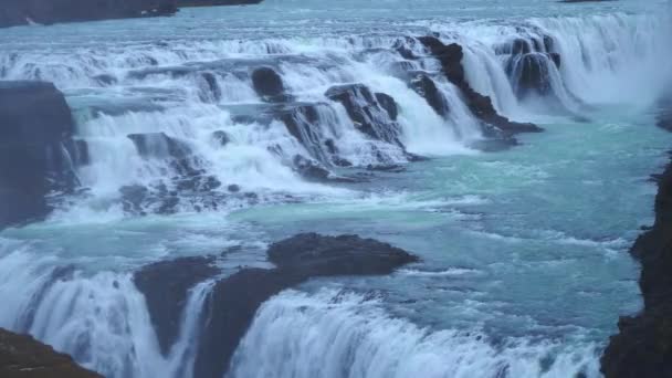 Gullfoss Uma Das Cachoeiras Mais Famosas Islândia Ele Está Localizado — Vídeo de Stock