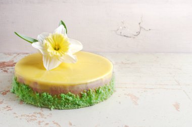 Tutku meyve pasta, mus tatlı tropikal lezzet ile.