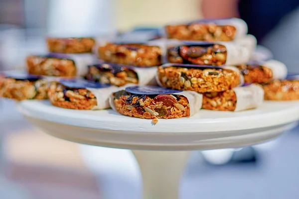 Granola, oatmeal, oat bars with dried. Healthy breakfast.