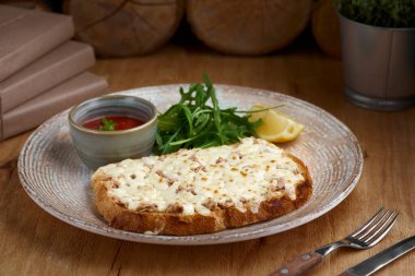 kaşar peyniri ile tepesinde bir tuna melt closeup.