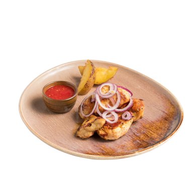 Izgara şiş, sulu et ve soslu, beyaz tenli..