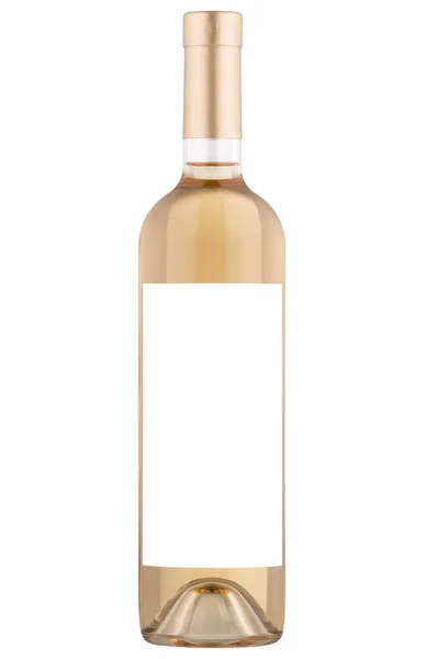Μπουκάλι λευκό κρασί σε απομονωμένες άσπρο φόντο. Διαδρομή αποκοπής — Φωτογραφία Αρχείου