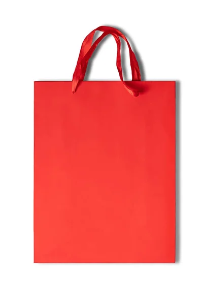 Reciclagem Ecológica Saco Compras Vermelho Isolado Fundo Branco — Fotografia de Stock