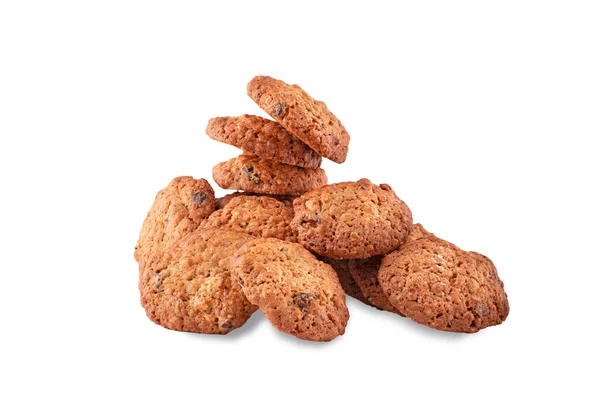 Süße Kekse mit Rosinen auf weißem Hintergrund — Stockfoto