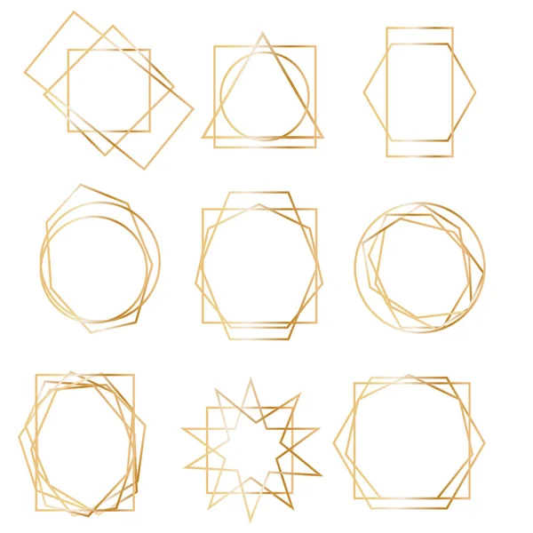 Golden geometric frames. — Stock Vector