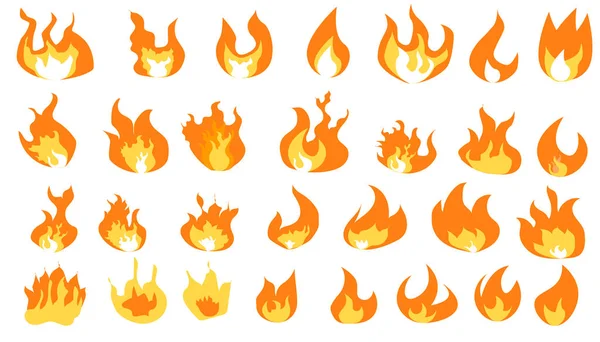 Collection of hot flaming element. — Stockvector