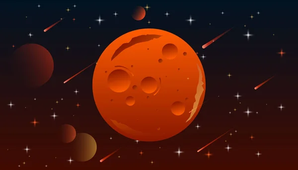 Mars, planeten in het zonnestelsel. — Stockvector