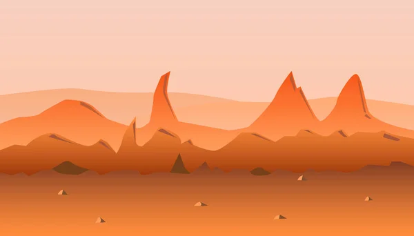 Martiaans oranje oppervlakte panorama — Stockvector