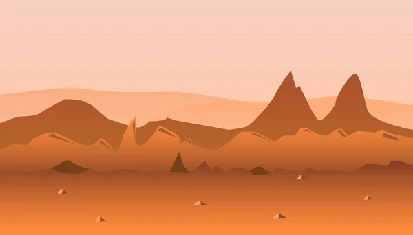 화성의 주황색 표면 파노라마 — 스톡 벡터
