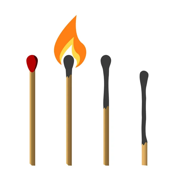 Burning Match med eld — Stock vektor
