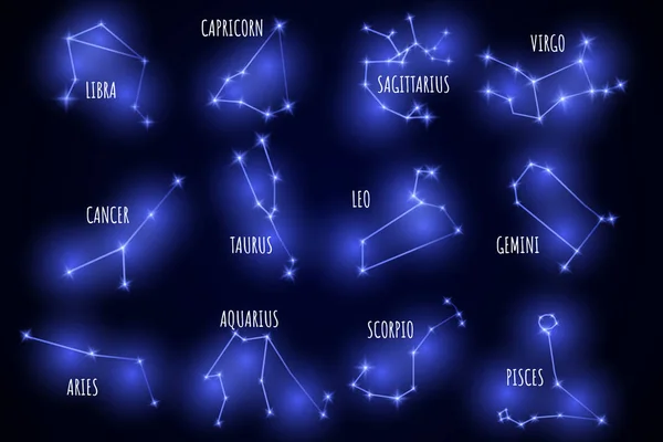 Набор неоновых созвездий . — стоковый вектор