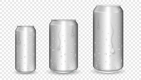 Latas de aluminio realistas . — Archivo Imágenes Vectoriales