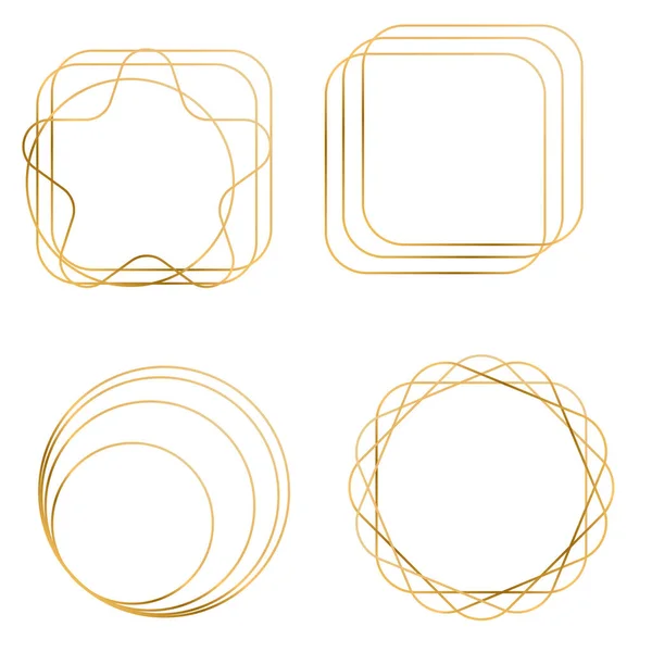Marcos poligonales geométricos dorados — Vector de stock