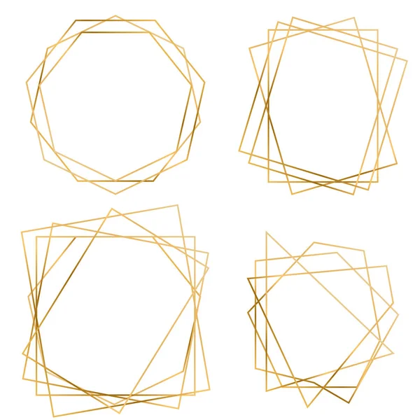 Marcos poligonales geométricos dorados — Vector de stock