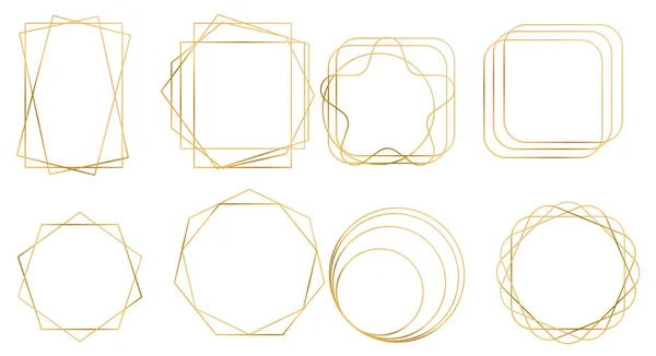 Marcos poligonales geométricos dorados — Archivo Imágenes Vectoriales