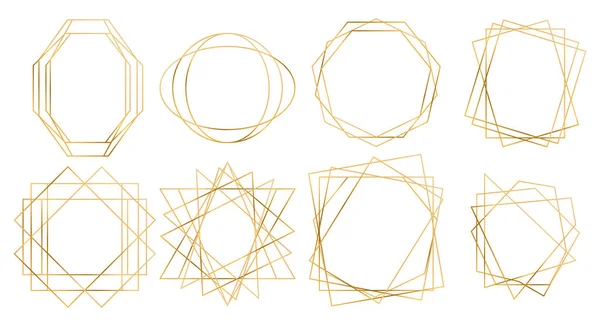 Золотые геометрические многоугольные рамки — стоковый вектор