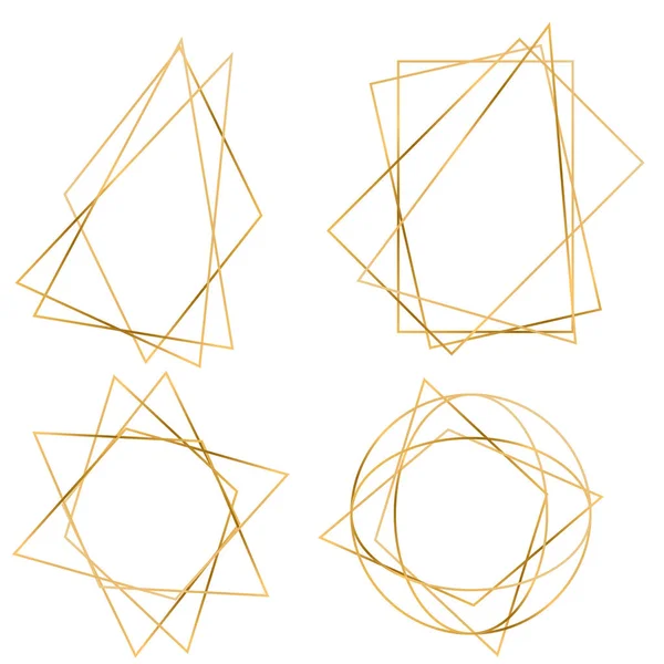 Золотые геометрические многоугольные рамки — стоковый вектор