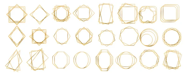 Cornici poligonali geometriche oro — Vettoriale Stock