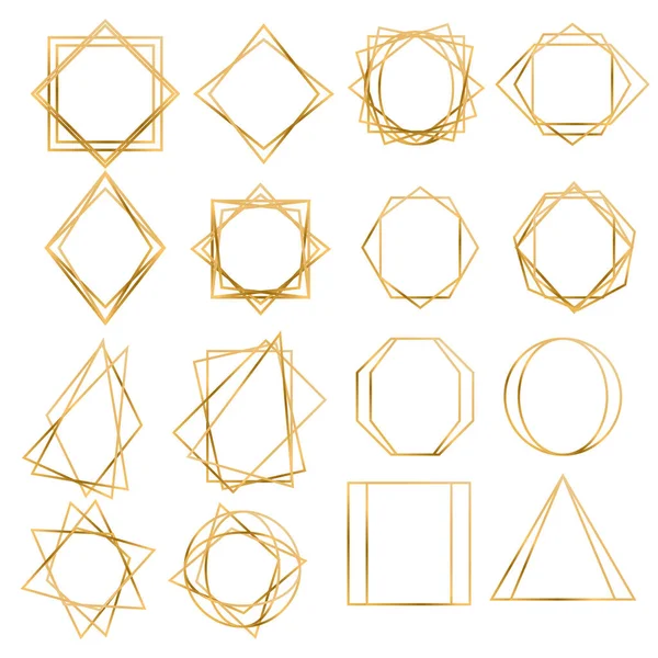 Золотые геометрические многоугольные рамки — стоковый вектор