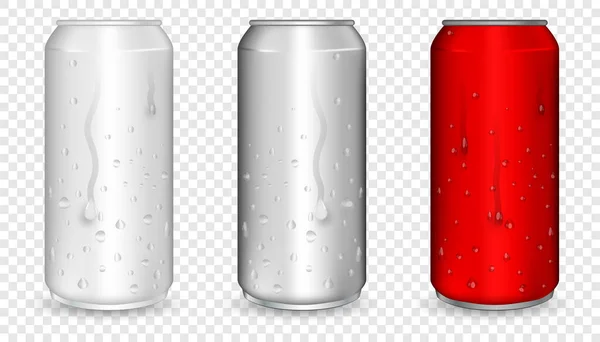 Realistic metallic cans — Stock Vector