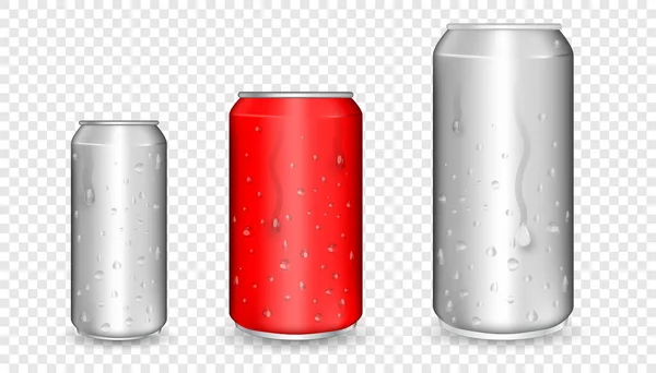 Latas metálicas realistas — Vector de stock