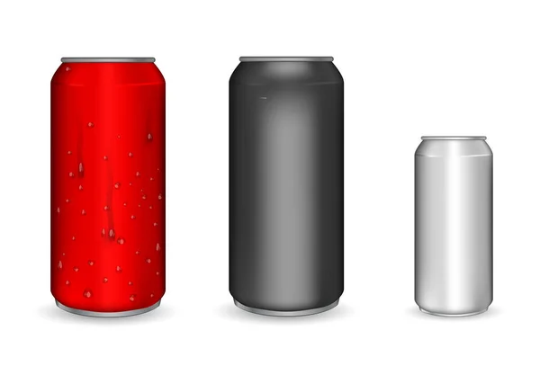 Latas metálicas realistas — Vector de stock